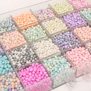 Perline di vetro colorate 2-6mm per gioielli fai-da-te in scatola organizer a 24 griglie