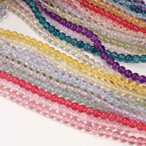 Colorful 8-10mm transparent glass beads for DIY necklaces and handmade jewelry making