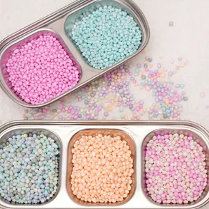 Irregular 2-6mm glass pebble beads for DIY jewelry in macaron colors and metal trays