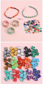 Macro de cuentas cuadradas de piedra imperial de doble agujero y joyas tejidas