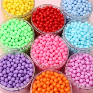 Cuentas Redondas de Plástico sin Agujero Color Sólido para Creación de Joyas DIY Manualidades Colores Macarrón Relleno Caja Cosméticos