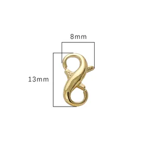 Fermoir ressort en forme de 8 plaqué or 14K 13x8mm pour création bijoux DIY
