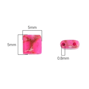 Cuentas cuadradas de hematita de 5mm con doble orificio para hacer joyas DIY