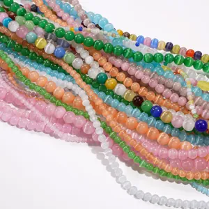 Perline rotonde multicolori in pietra occhio di gatto per bracciali e gioielli fai-da-te