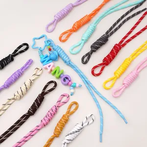 Geflochtene Polyester Paracord Kordel Mit Römischem Knoten Bunter Gestreifter Reißverschluss-Zug Für DIY Taschenanhänger Schlüsselanhänger