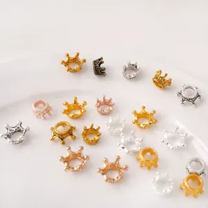 3D alloy crown spacer beads in gold and silver for DIY jewelry making and necklaces