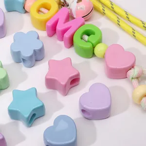 DIY macaron acrylic beads keychain with star heart flower charms and OMG letter beads