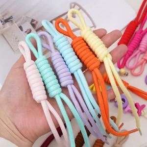 Handmade colorful polyester braided paracord lanyard DIY accessories in various bright colors