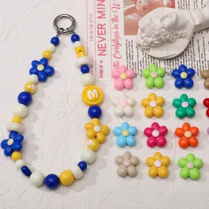Colorful acrylic five-petal flower beads set for DIY jewelry and phone chain accessories