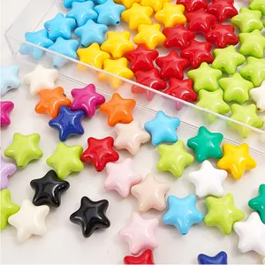 Cuentas de acrílico brillantes con forma de estrella para joyería DIY en colores vivos