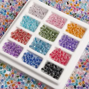 Faceted Glass Beads For Jewelry Making DIY 4mm Loose Sparkle Glitter Core Beads For Bracelets Necklaces Crafting Accessories