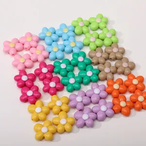 Colorful acrylic five-petal flower beads for DIY jewelry and phone chain accessories