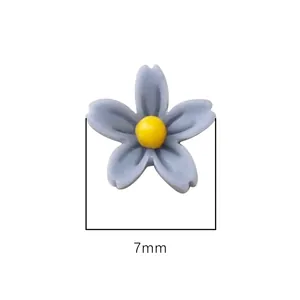 7mm blue resin five-petal flower charm for DIY phone case and earring crafts