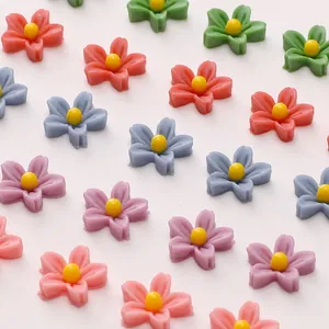 Macro display of 7mm colorful resin five-petal flowers for DIY jewelry and phone cases