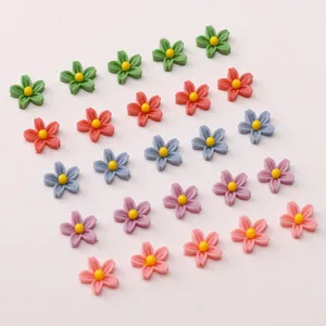7mm Mini Five Petal Flower Resin Patches For DIY Jewelry Making Accessories Phone Case Decoration Flatback Cabochons Beads