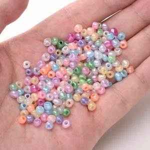 Mix of 4mm colorful pearlescent cream glass beads for DIY handmade jewelry crafts