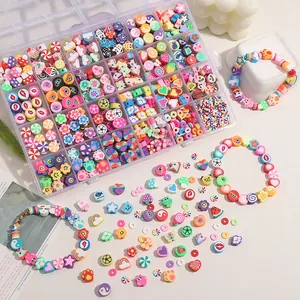 24-compartment storage box with colorful polymer clay beads for DIY jewelry making sets