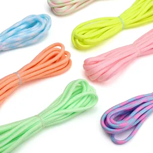 Detailed close-up of colorful 7-strand nylon paracord bundles in vibrant diverse patterns