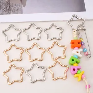 Porte-clés en alliage en forme d'étoile or et argent pour bijoux DIY et crochets de sac