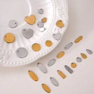 Pendentifs en acier inoxydable poli de formes variées comme cœur et cercle pour bijoux DIY