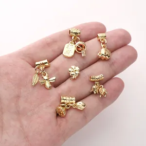 14k gold plated bamboo fortune tag and bee charms for DIY handmade bracelets and jewelry