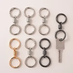 Metall Feder-Schnalle Schlüsselanhänger Doppelter Rundring Legierung Schlüsselring DIY Handtaschen Anhänger Modern Minimalistischer Schmuck