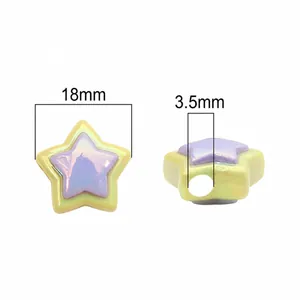 Cuentas de estrella acrílicas de 18mm iridiscentes bicolor para creación de joyas DIY