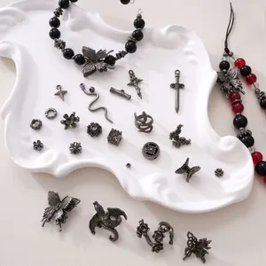 Gothic σκούρα μεταλλικά στοιχεία και χάντρες για DIY βραχιόλια με τριαντάφυλλο