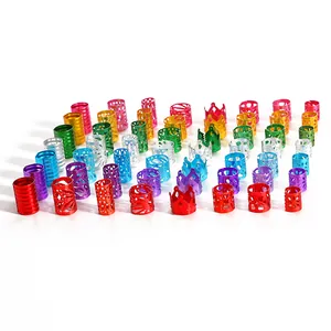 Colorful crown hollow aluminum hair rings for DIY braids and hair accessories kit