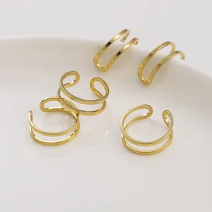 Base de Anillo Abierto de Doble Capa de Cobre Lleno de Oro 14K para Creación de Joyas DIY Ajustable Accesorio Minimalista