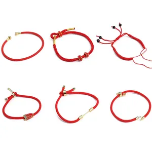 Corde Tressée Rouge Faite à la Main Pour Création de Bijoux DIY Cordon de Bracelet Semi-Fini Réglable Cadeau de Chance