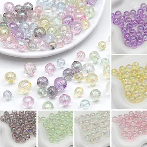Macro shot of 96-facet AB iridescent acrylic beads with aurora finish for DIY jewelry