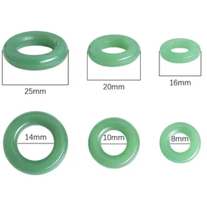 Various sizes of green jade-like glass ring pendants for DIY jewelry making 8-25mm
