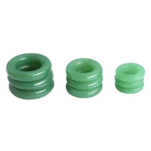 Three-piece set of polished green imitation jade glass rings for DIY jewelry making