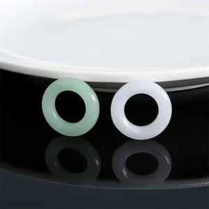 Green and white jade-like glass ring pendants for DIY handmade jewelry and necklaces