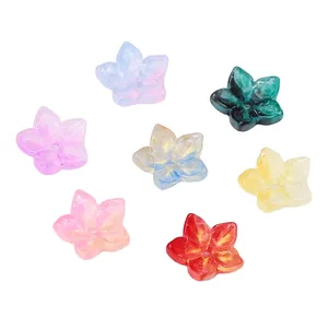 Colorful gradient glitter glass petal beads for DIY jewelry and handmade bracelets