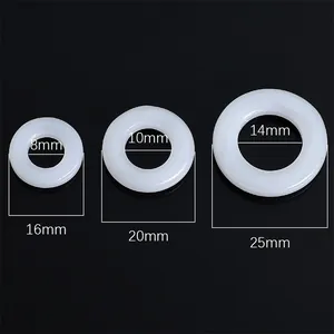 White faux jade glass rings in three sizes with inner diameters of 8mm, 10mm, and 14mm