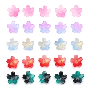 Gradient cherry blossom glass flower beads for handmade jewelry making in five colors