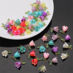 Irisierende Acryl Maiglöckchen Blumen Anhänger Mit Metallring Für DIY Schmuckherstellung Handgefertigte Armband Halskette Anhänger