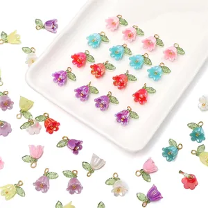 Bunte Acryl-Maiglöckchen-Perlen mit goldenen Ringen für DIY-Schmuckherstellung