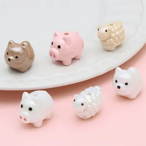 Perline di animali in acrilico per gioielli DIY con finitura perlata e fori superiori