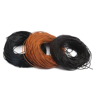 Cordones redondos de cuero sintético en tres colores para joyería DIY marrón y negro