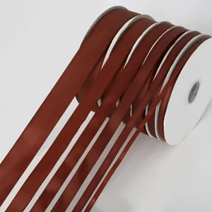 Dark brown grosgrain ribbon roll with ribbed texture for DIY hair accessories and bows