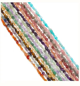 Macro view of polished colorful natural gemstone nugget beads for DIY jewelry making