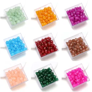 DIY oval glass jade beads in nine vibrant colors for handmade bracelets and necklaces
