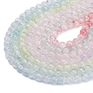 Pastel colorful crackle glass round beads for DIY jewelry making necklaces and bracelets