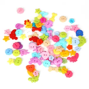 Colorful mixed plastic buttons in star heart and flower shapes for DIY sewing crafts