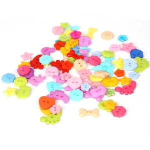 Mix of colorful resin buttons in heart and star shapes for DIY sewing and crafts