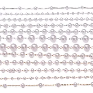 Various sizes of ABS pearl bead chains in gold and silver for DIY jewelry and hair accessories
