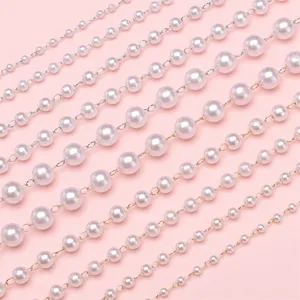 Various sizes of white ABS pearl chain strings for DIY jewelry and wedding accessories